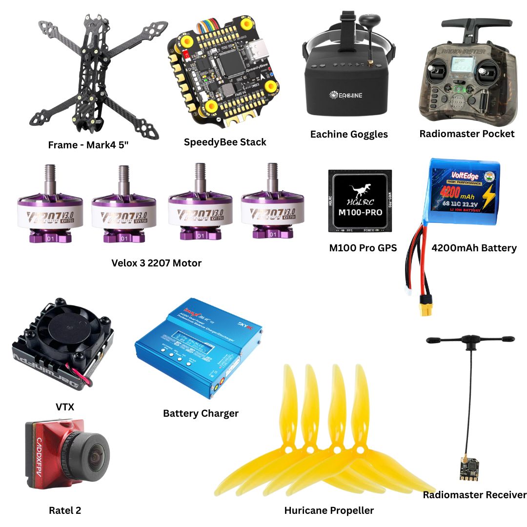 FPV Drone Kit- MARK 4 5"_Frame with Speedybee Stack (Ready-to-Build)