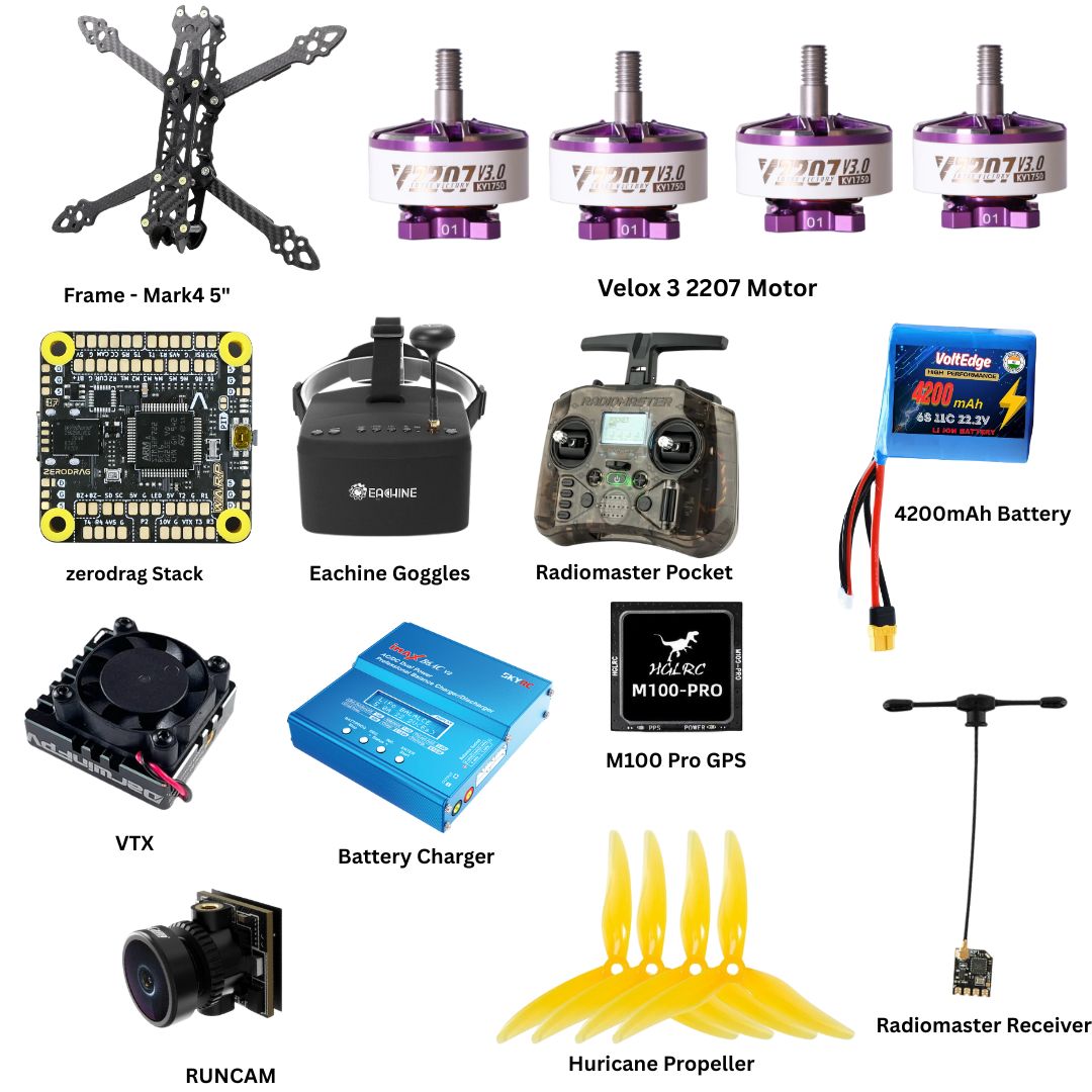 FPV Drone Kit- MARK 4 5"_Frame with ZERODRAG Stack (Ready-to-Build)